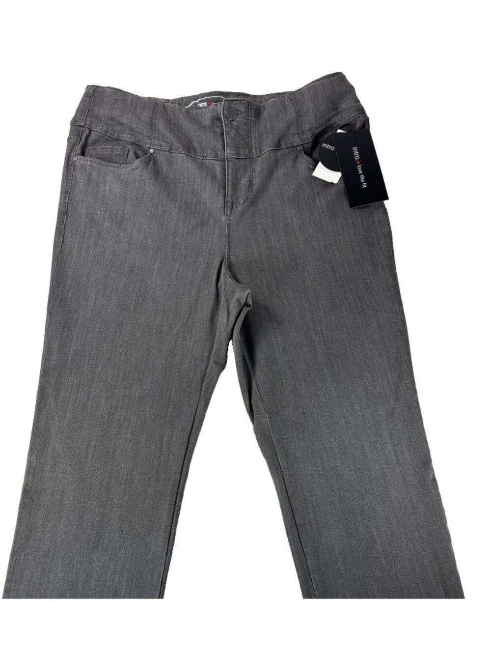 INTRO Love The Fit Waist Away Pant Super Stretch High Rise Gray NWT Sz 12